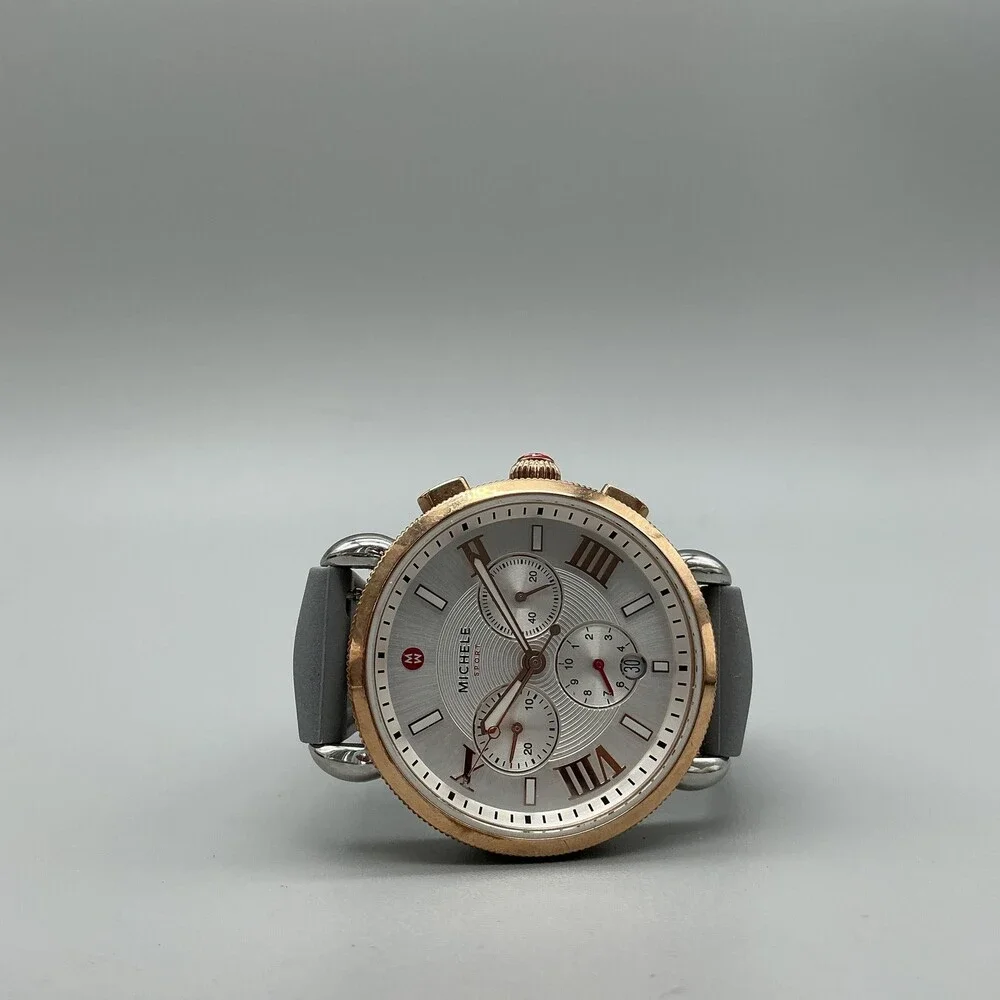 Michele Sport Sail Womens Watch 38mm Two Tone Chronograph Date New Battery